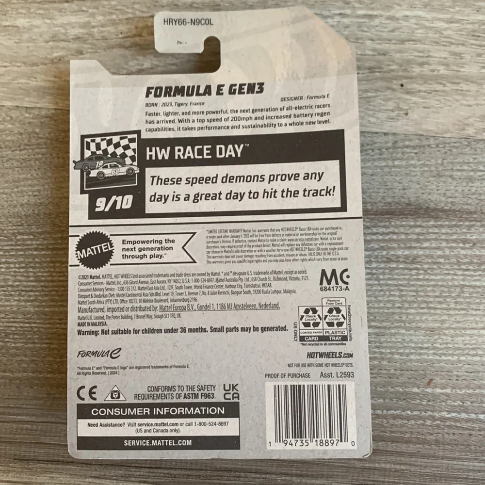 Hot Wheels Car Formula E Gen3 HW Race Day Hotwheels Formula1 1 One Mainline 2024